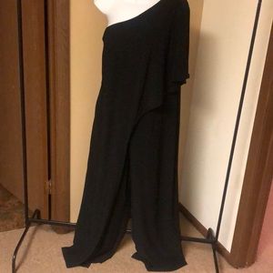 One Shoulder Black Jumpsuit.